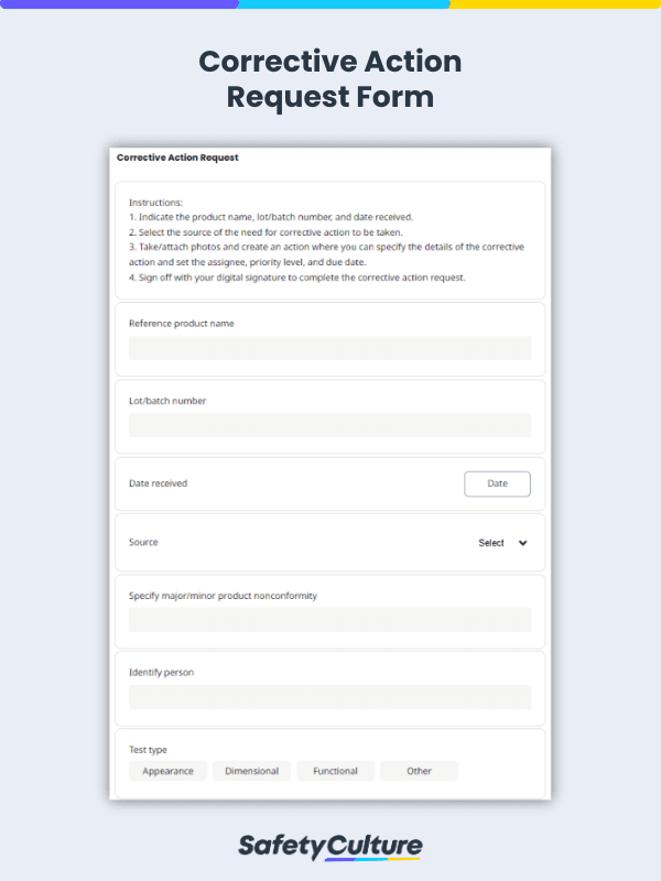corrective action request form