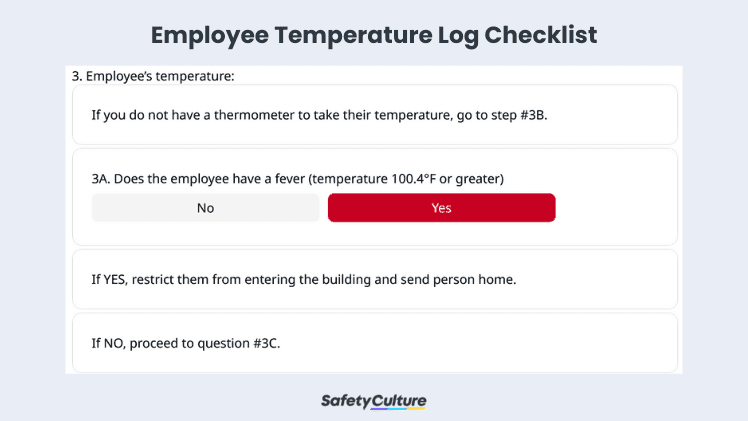 liste de contrôle du registre des températures des employés