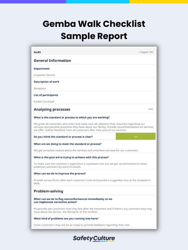 Gemba Walk Checklist Sample Report