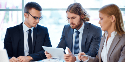 Risk management team planning out risk mitigation process