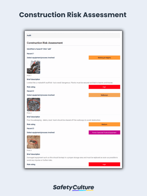 Construction Risk Assessment Example