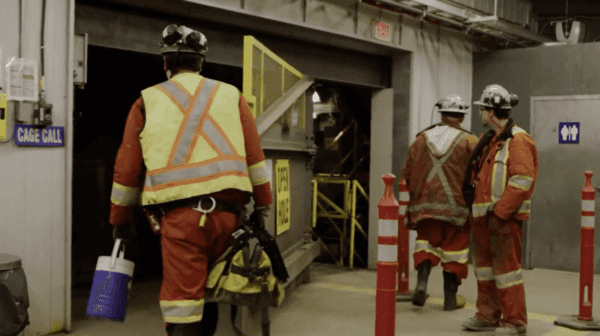 Goldcorp employees begin their day in the mines