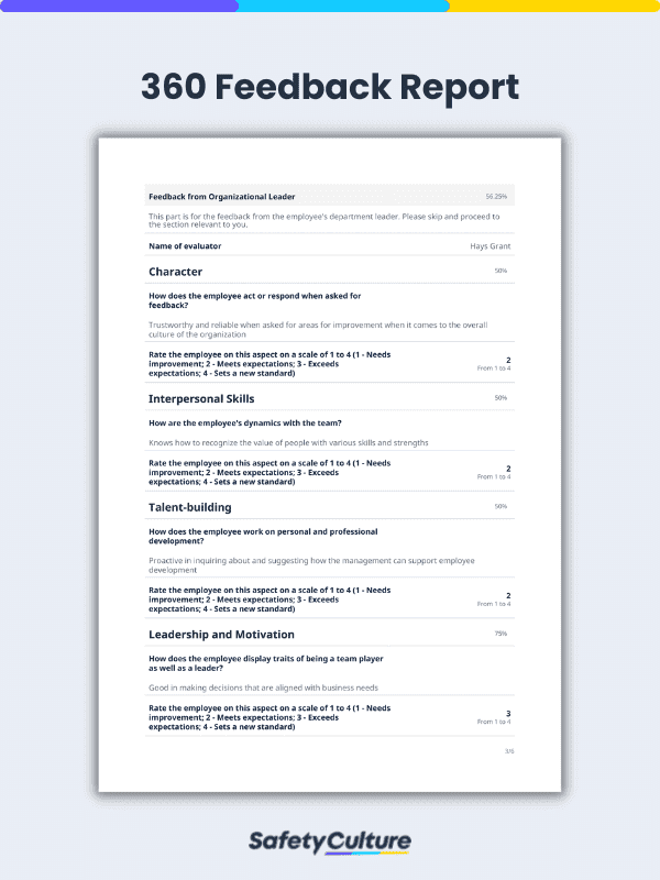 360 Feedback Template Sample Report