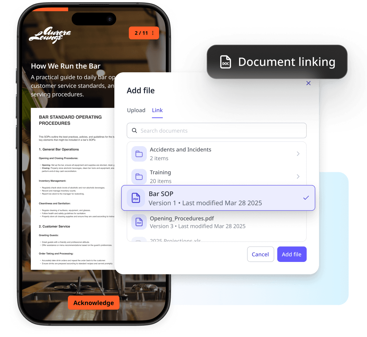 Mobile training with embedded SOP