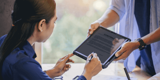 A business manager identifying vulnerabilities in a deal using a contract risk management software