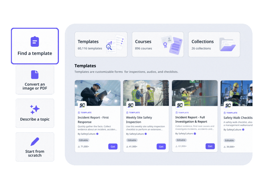 Create or customize templates using SafetyCulture Platform