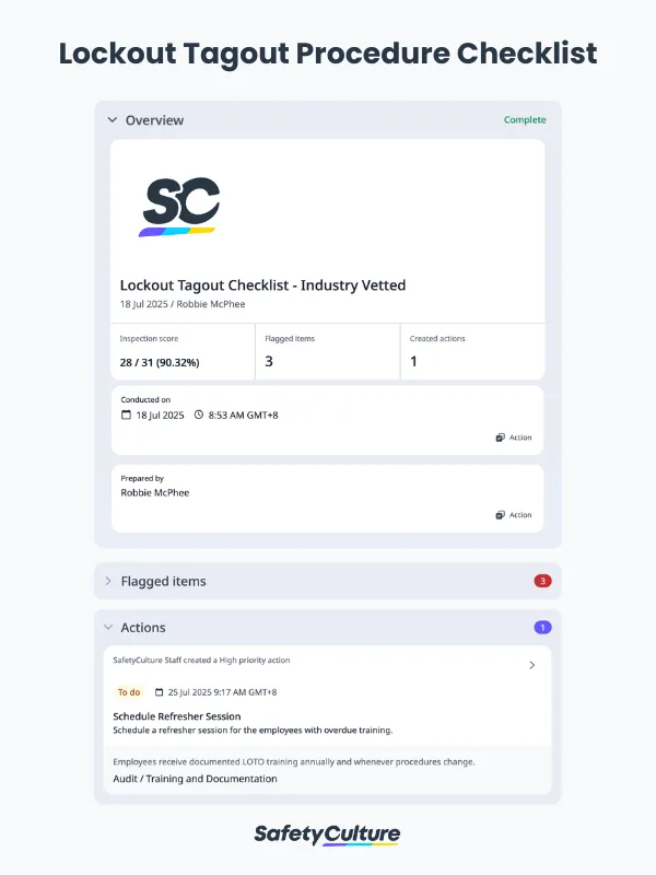 Lockout Tagout Procedure Checklist