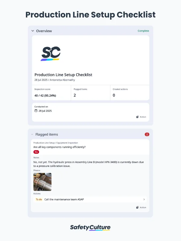 Free Production Line Setup Checklist