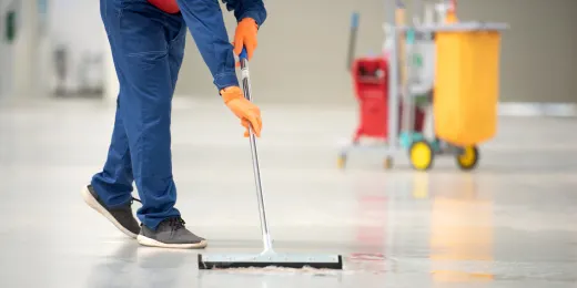 A man follows the guidelines in the spill response plan template